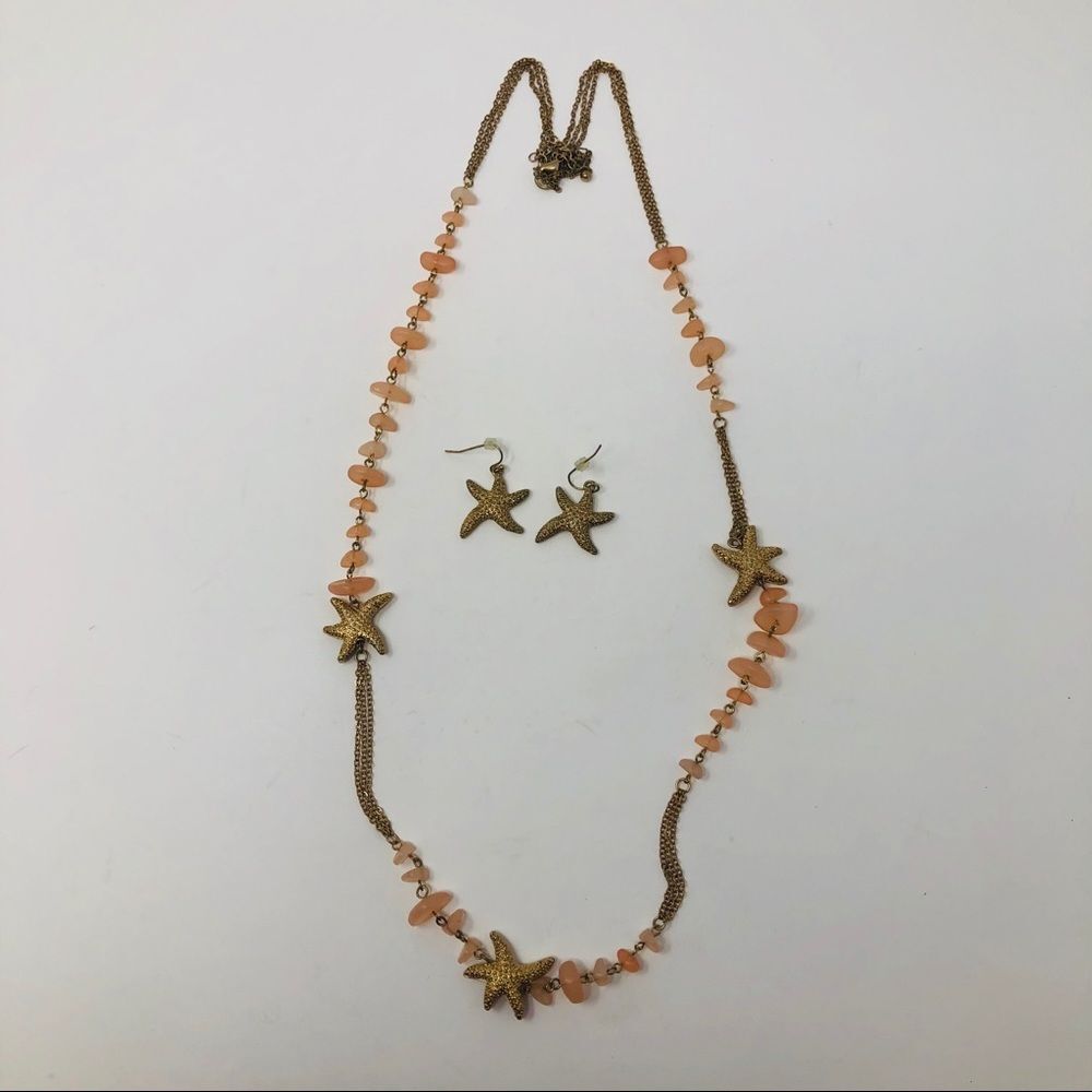 Starfish/Coral brushed gold tone set